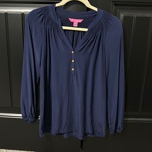 Lilly Pulitzer Elsa XS Navy Blouse Top